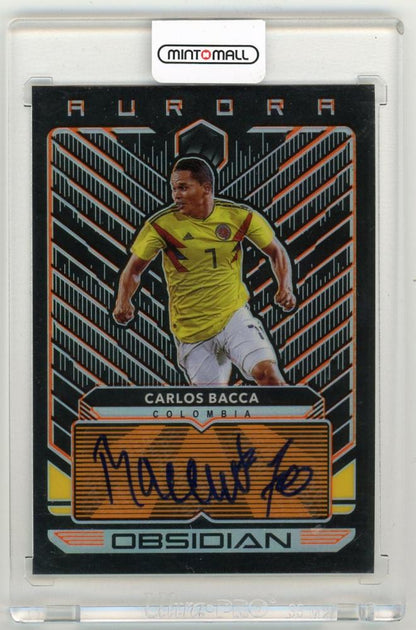 2019-20 Panini Obsidian Carlos Bacca Aurora Autographs Orange Parallels numbered 42 of 50 collectible card