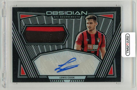 2019-20 Panini Obsidian Lewis Cook Jersey Autographs card serial number 8 of 99 featuring AFC Bournemouth