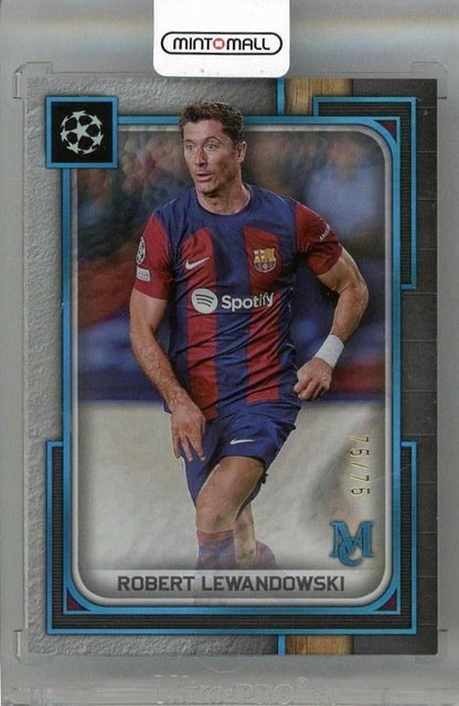 2023-24 TOPPS Museum Collection UEFA Champions League Robert Lewandowski Sapphire card serial 75 of 75