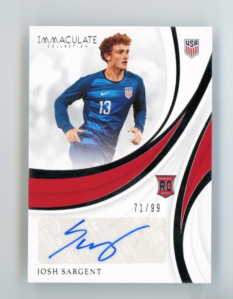 2019-20 PANINI Immaculate Rookie Autograph card featuring Josh Sargent serial number 71 of 99