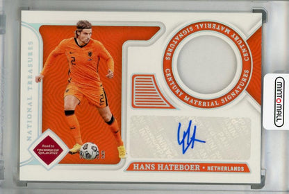 2022 Panini National Treasures FIFA Road to World Cup Hans Hateboer Century Material Signatures card 60 out of 99