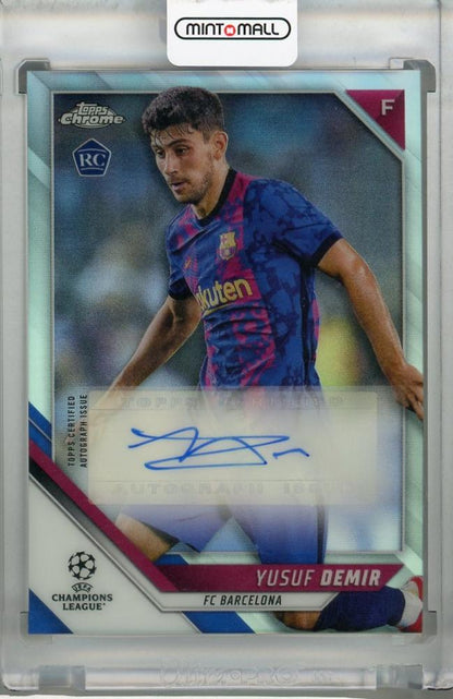 2021-22 Topps Chrome UEFA Champions League FC Barcelona Yusuf Demir Chrome Autographs Rookie Card