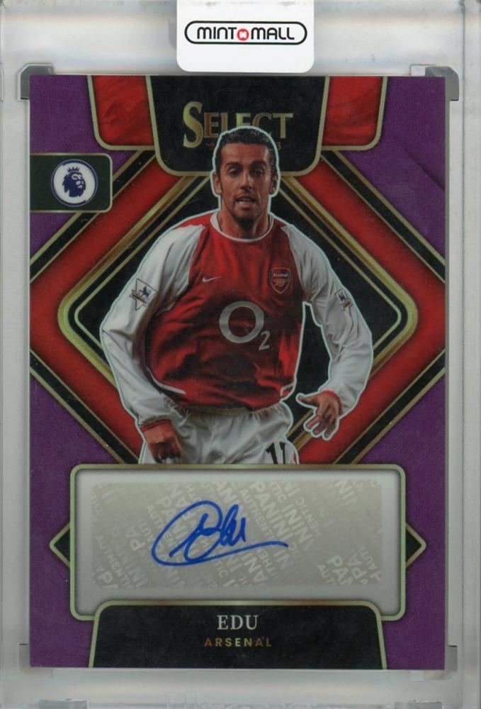 2022-23 Panini Select Premier League Arsenal Edu Signatures Purple trading card serial number 04 of 49