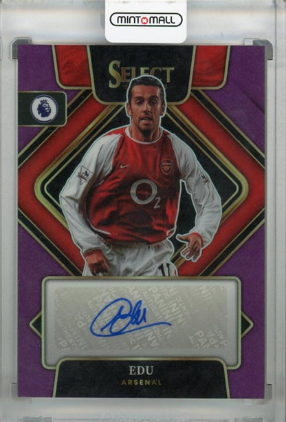 2022-23 Panini Select Premier League Arsenal Edu Signatures Purple trading card serial number 04 of 49