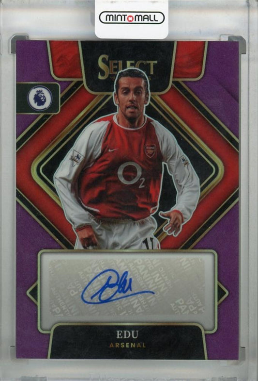 2022-23 Panini Select Premier League Arsenal Edu Signatures Purple trading card serial number 04 of 49