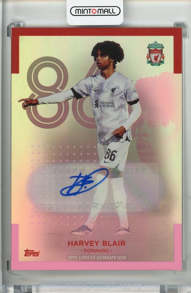 2022-23 TOPPS Liverpool FC Team Harvey Blair Autograph Pink card serial numbered 33 out of 99
