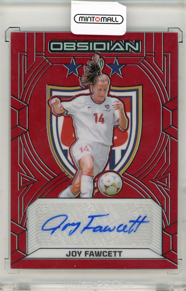 2024-25 Panini Obsidian Soccer Joy Fawcett Autograph collectible card numbered 4 out of 8 with autograph
