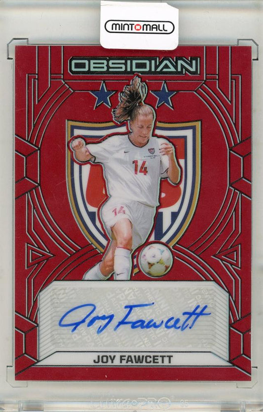 2024-25 Panini Obsidian Soccer Joy Fawcett Autograph collectible card numbered 4 out of 8 with autograph