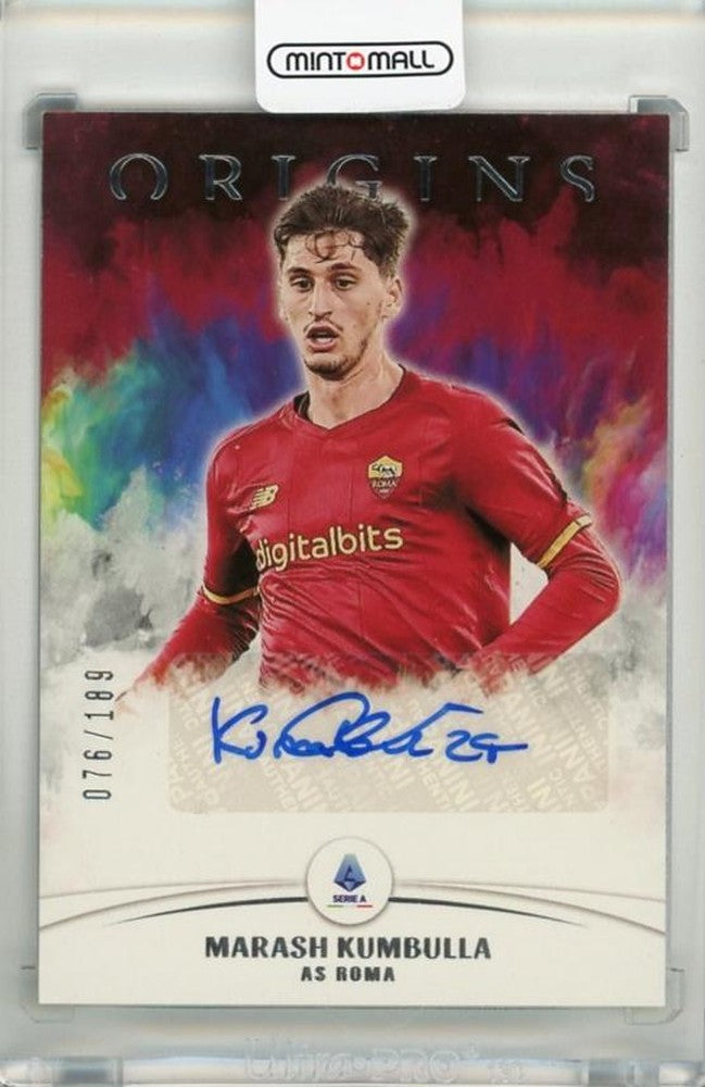 2021-22 Panini Chronicles Marash Kumbulla Serie A Origins Autographs card numbered 7076 of 189