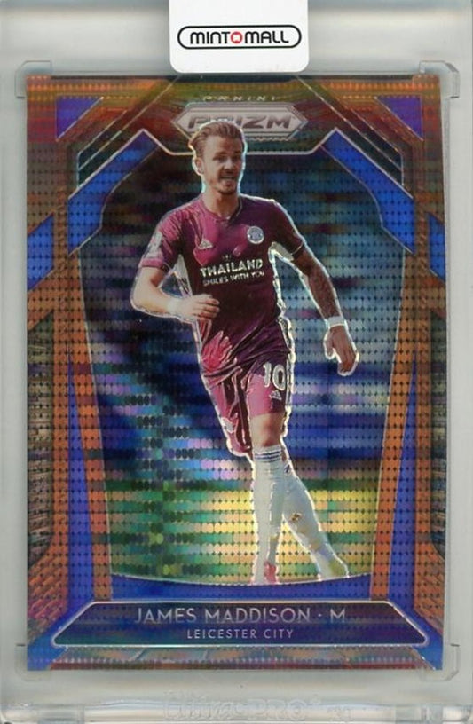 2020-21 Panini Prizm EPL James Maddison Breakaway Bronze trading card numbered 01 out of 25 with visible damage