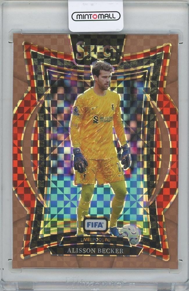 2024-25 PANINI Select FIFA Bronze Checker card featuring Alisson Becker Liverpool FC numbered 68 out of 75