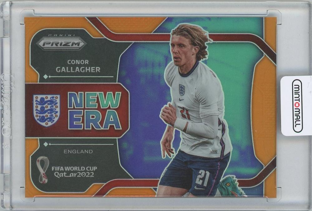 2022 PANINI Prizm World Cup New Era Prizms Orange trading card of CONOR GALLAGHER England serial 19 of 25