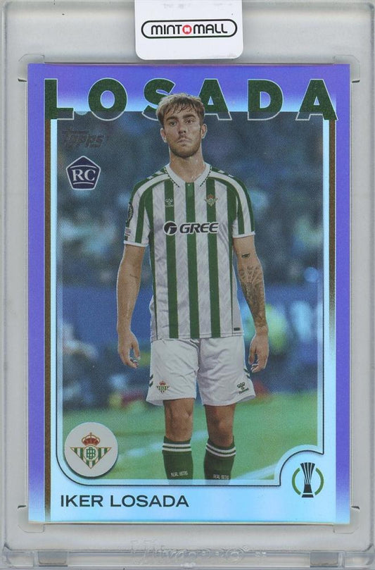 2024-25 TOPPS UEFA Club Competitions Purple Foilboard trading card #19 featuring Iker Losada of Real Betis 14/15 serial number
