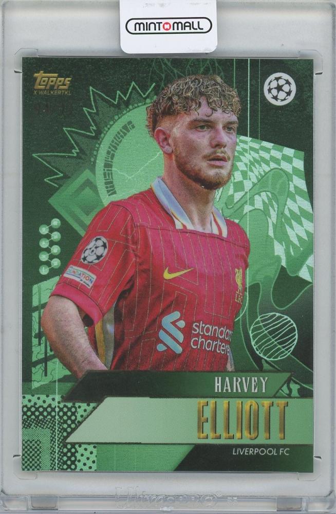 2024-25 TOPPS Gold X WalkerTKL UEFA Green Harvey Elliott Liverpool FC collectible card 94 of 99