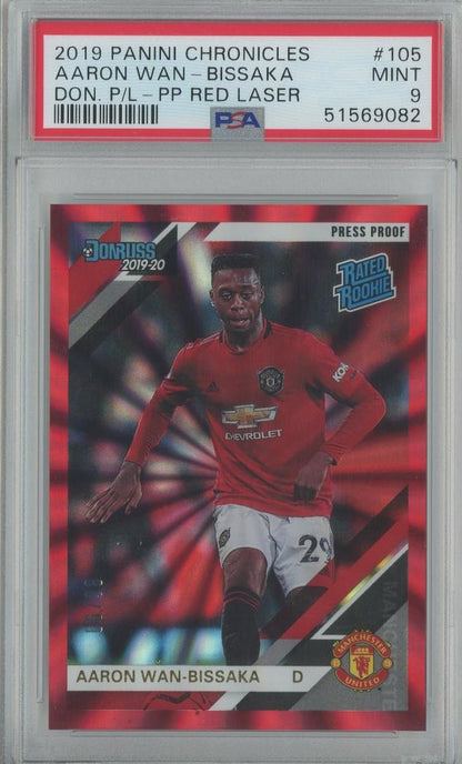 2019 Panini Chronicles Donruss Aaron Wan-Bissaka Rated Rookie card PSA9 Manchester United