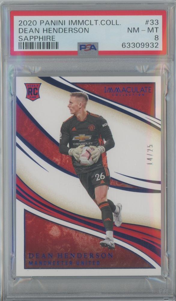 2020 Panini Immaculate Collection Dean Henderson RC Sapphire Manchester United card graded PSA8