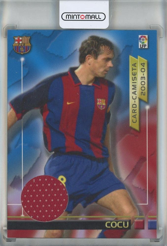 2003 Panini Liga Cocu Megafichas Camiseta Barcelona card serial number 340 of 400 with visible corner wear