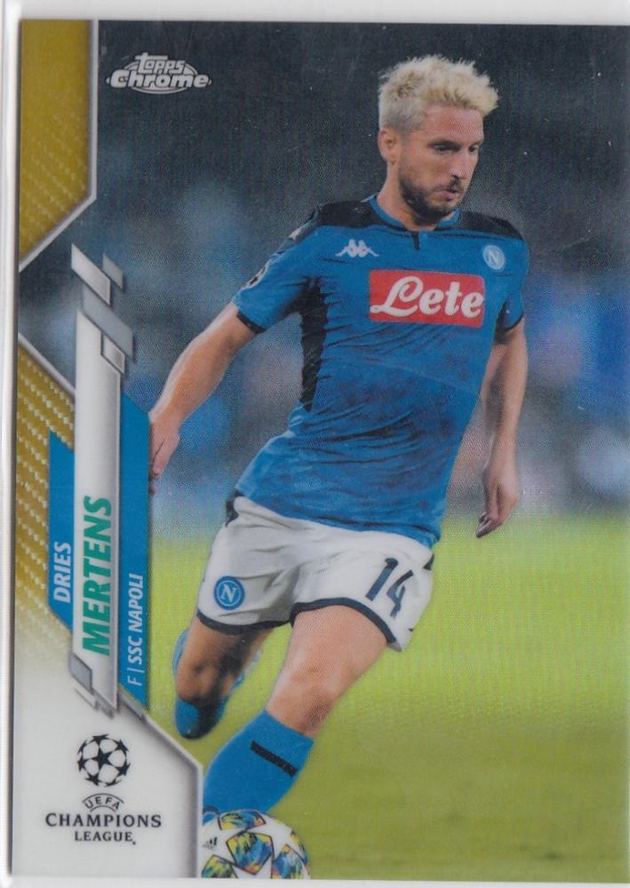 2019-20 Topps Chrome UEFA Champions League Dries Mertens Gold Refractors serial numbered 49 out of 50 trading card