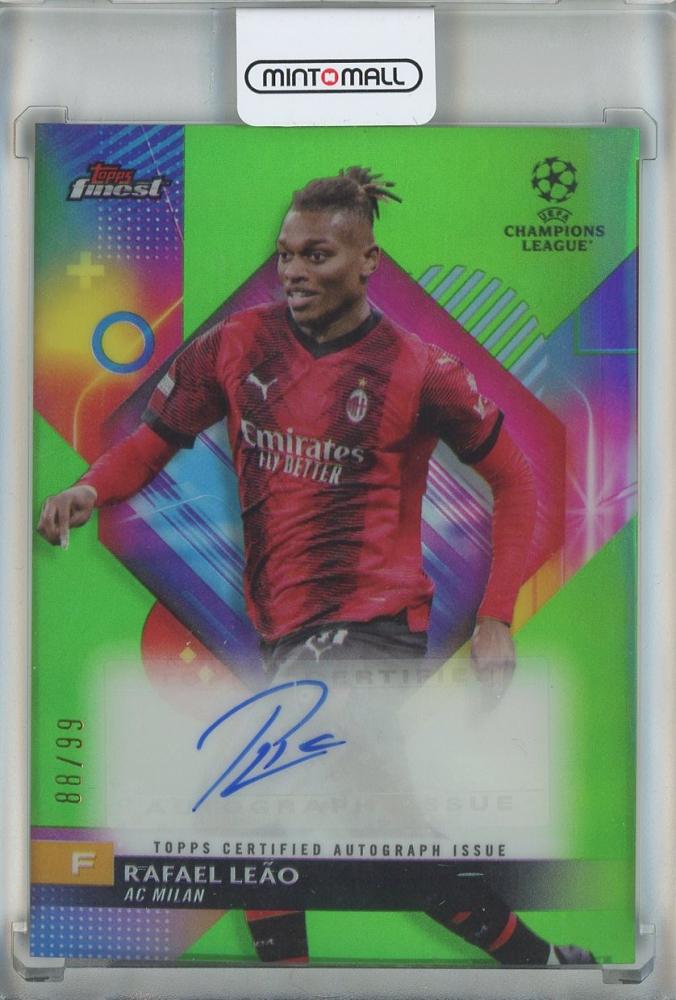 2023-24 Topps Finest Rafael Leao Green Refractor card serial A-RL88/99 featuring AC Milan