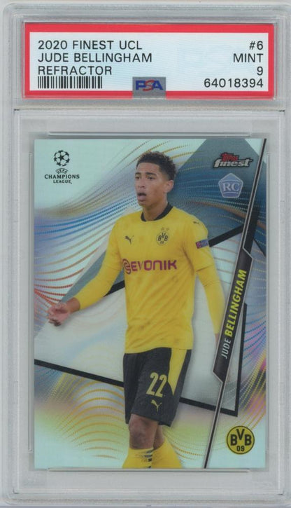 2020-21 TOPPS Finest UEFA Champions League Jude Bellingham Refractors card PSA9 Borussia Dortmund