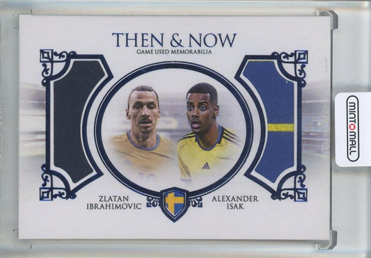 2024 Futera Unique Nostalgia Game Worn Card featuring Zlatan Ibrahimovic and Alexander Isak numbered 10 of 12