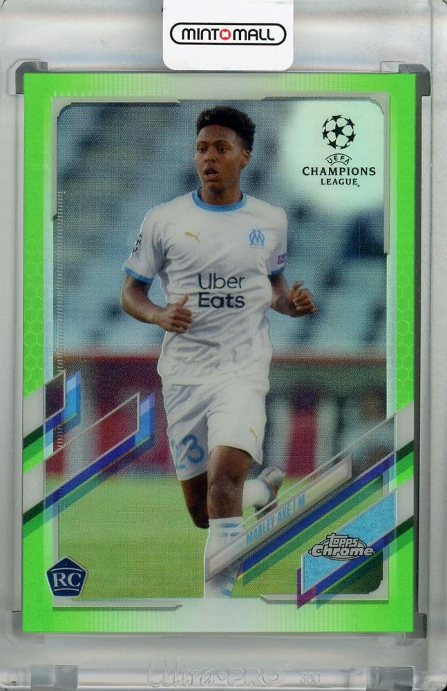 2020-21 Topps Chrome UEFA Champions League Marley Ake Olympique de Marseille Neon Green parallel trading card