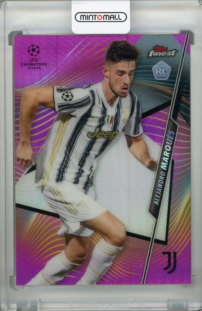 2020-21 Topps Finest UEFA Champions League Juventus Alejandro Marques Pink Prism trading card serial numbered 103 of 125