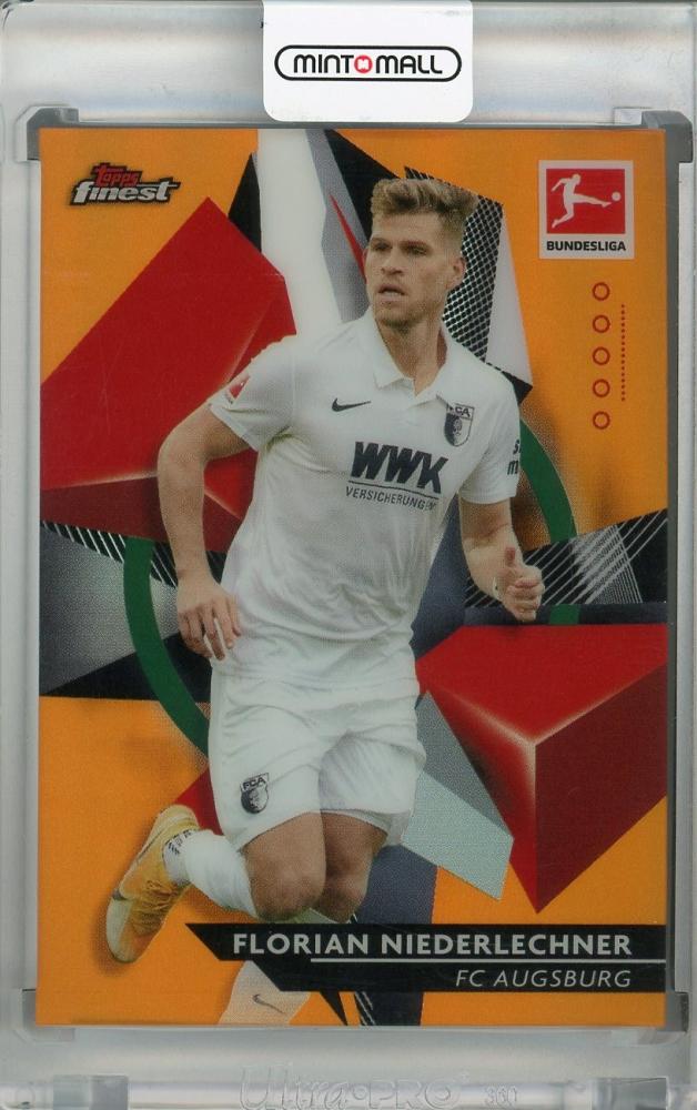 2020-21 Topps Finest Bundesliga FC Augsburg Florian Niederlechner Base Orange parallel card serial numbered 17/25