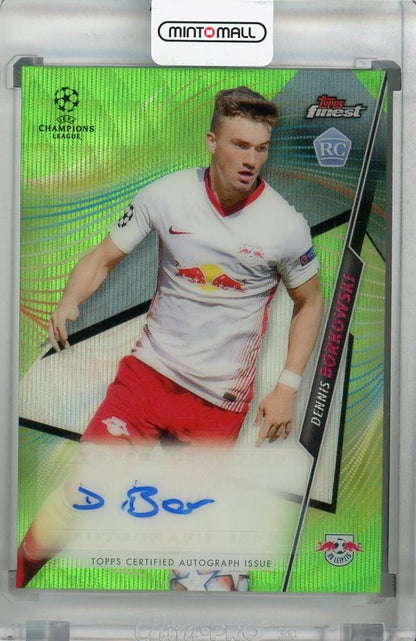 2020-21 Topps Finest UEFA Champions League Dennis Borkowski RB Leipzig autograph Neon Green Wave trading card 80 of 99