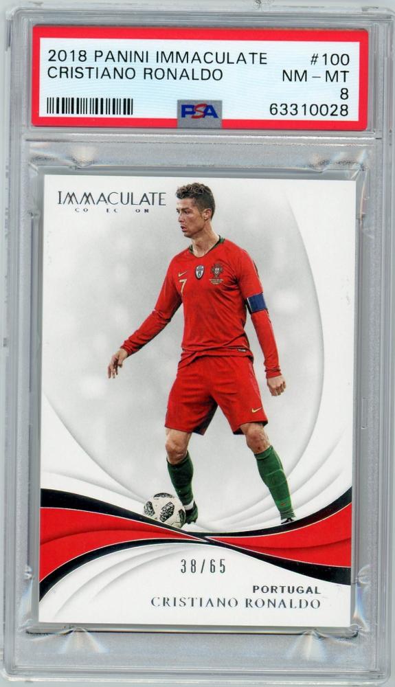2018-19 Panini Immaculate Collection Cristiano Ronaldo base card PSA graded number 38 out of 65 from Portugal