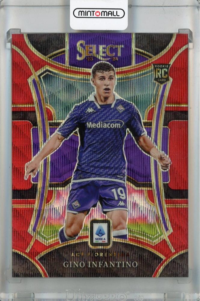 2023-24 Panini Select Serie A Gino Infantino Mezzanine Red Wave #182 rookie card 35 of 49 ACF Fiorentina with surface scratches