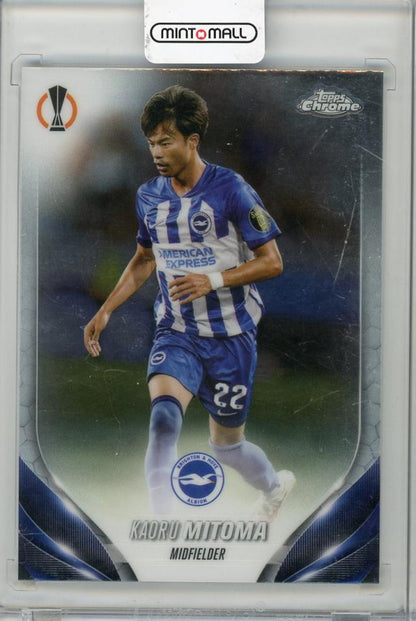 2024 TOPPS Chrome UEFA Club Competitions trading card featuring Kaoru Mitoma #169 from Brighton & Hove Albion FC