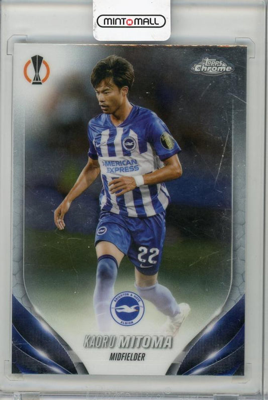 2024 TOPPS Chrome UEFA Club Competitions trading card featuring Kaoru Mitoma #169 from Brighton & Hove Albion FC
