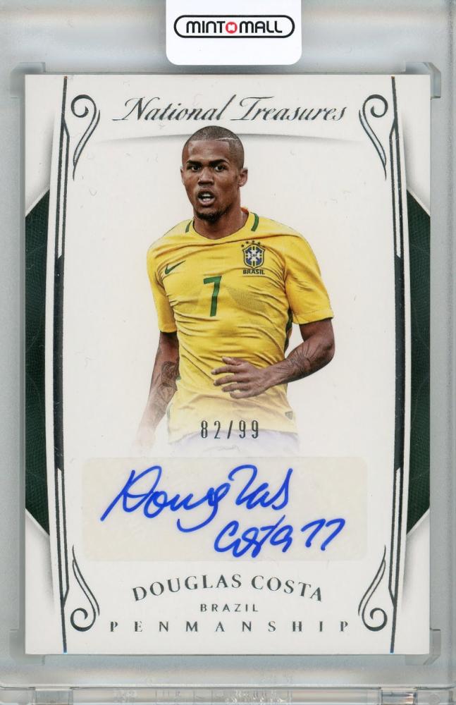 2018 Panini National Treasures Soccer card featuring Douglas Costa with penmanship autograph, limited to 99 copies