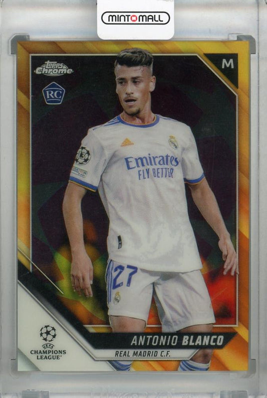 2020-21 Topps Chrome UEFA Champions League Real Madrid Antonio Blanco Orange & Gold Starball parallel card