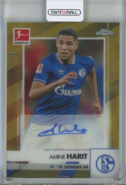 2020-21 Topps Chrome Bundesliga Amine Harit Gold Refractors serial numbered trading card FC Schalke 04