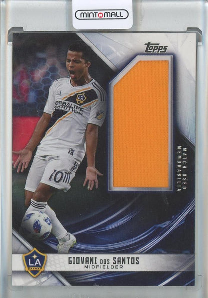 2019 Topps MLS Giovani dos Santos Jumbo Relics card serial numbered 41 of 99 featuring LA Galaxy