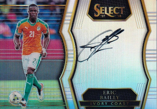 2017-18 Panini Select Ivory Coast Eric Bailly Select Signatures trading card with player image and autograph