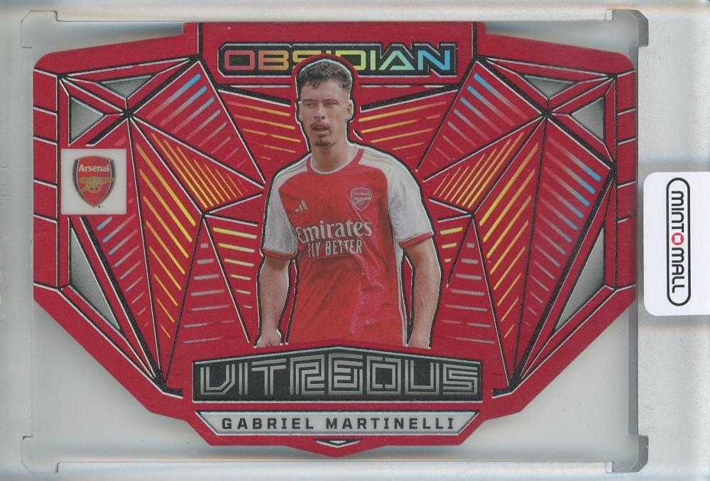 2023-24 Panini Obsidian Gabriel Martinelli Vitreous Electric Etch Red Flood 06/10 Arsenal trading card
