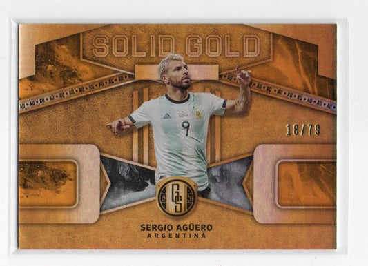 2019-20 PANINI GOLD STANDARD SOCCER Sergio Aguero Solid Gold Insert card numbered 18 of 79