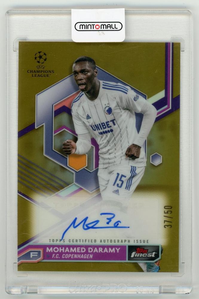 2022-23 TOPPS Finest UEFA Club Competitions Autographs Gold Refractor Mohamed Daramy card number 37 of 50 from F.C. Copenhagen