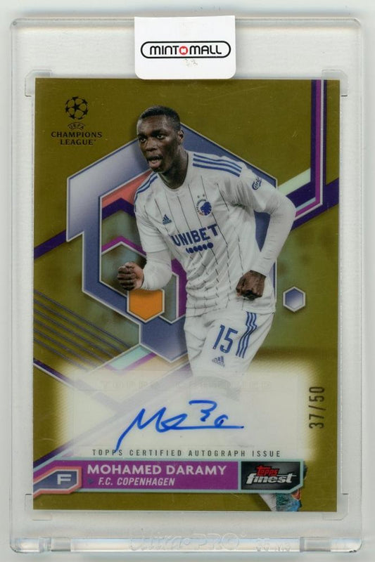 2022-23 TOPPS Finest UEFA Club Competitions Autographs Gold Refractor Mohamed Daramy card number 37 of 50 from F.C. Copenhagen