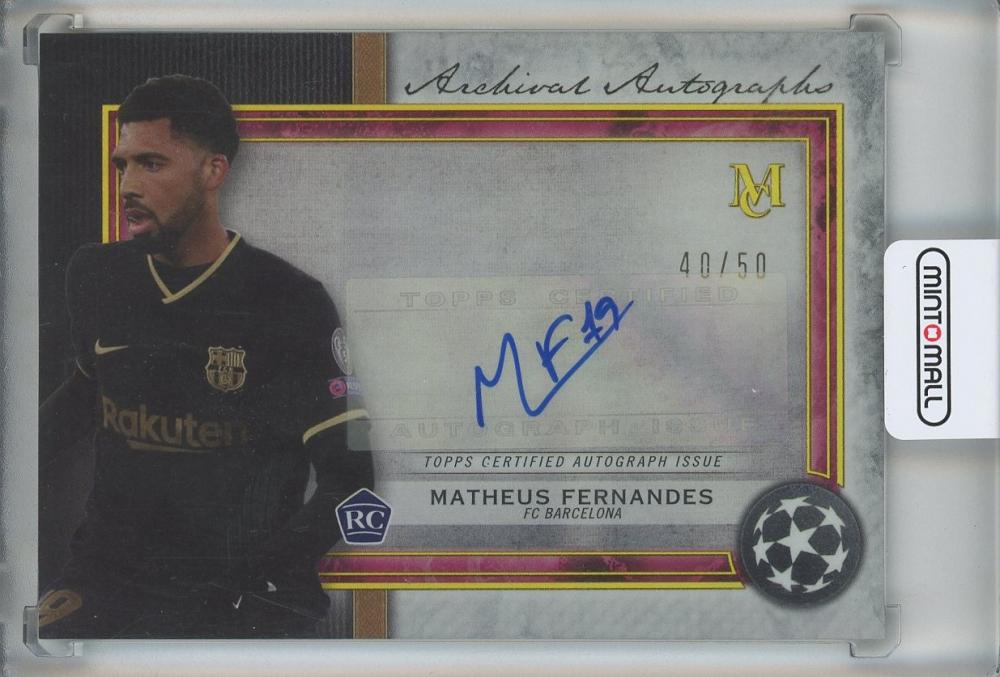 2020-21 Topps Museum Collection UEFA Champions League Matheus Fernandes Gold Autograph Card #AAMF40/50 FC Barcelona