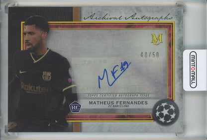 2020-21 Topps Museum Collection UEFA Champions League Matheus Fernandes Gold Autograph Card #AAMF40/50 FC Barcelona