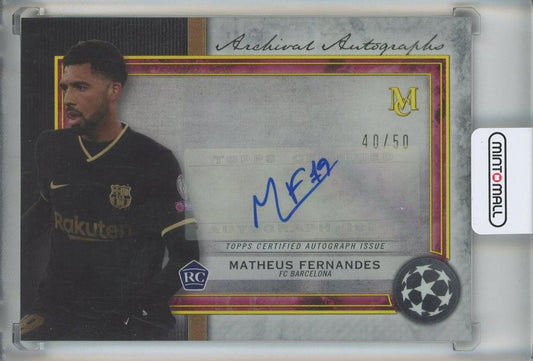 2020-21 Topps Museum Collection UEFA Champions League Matheus Fernandes Gold Autograph Card #AAMF40/50 FC Barcelona