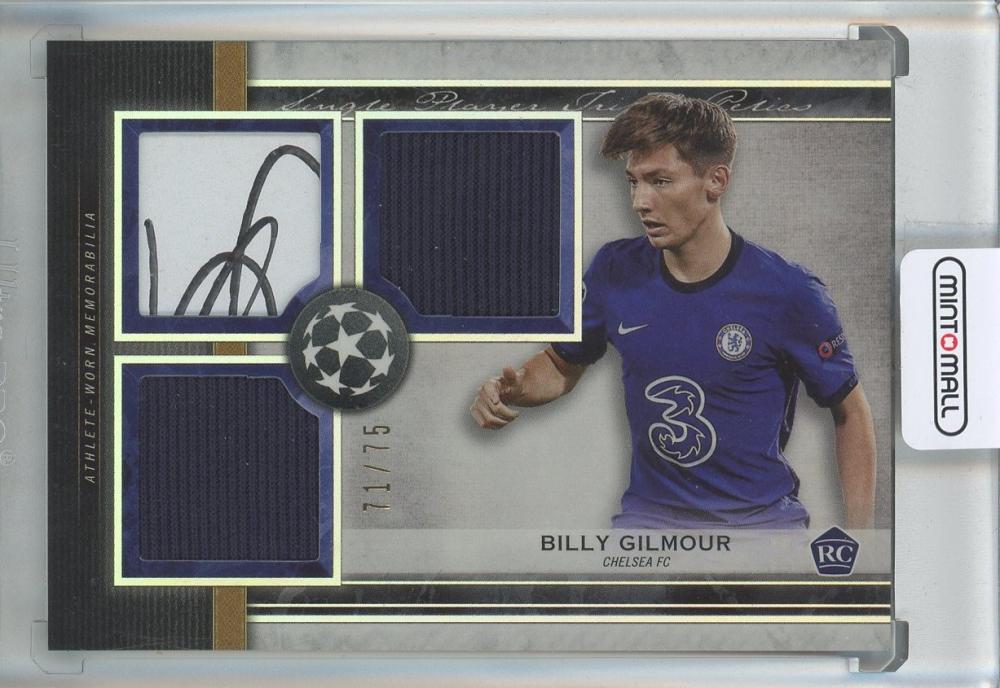 2020-21 Topps Museum UEFA Champions League Billy Gilmour rookie card with triple relics Chelsea FC