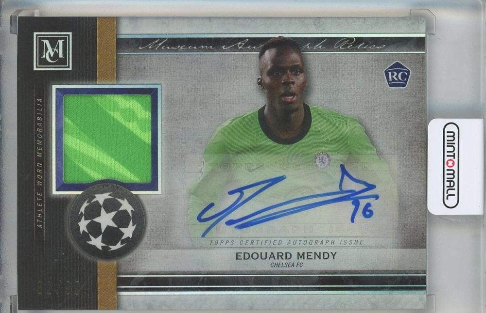 2020-21 Topps Museum Collection UEFA Champions League Edouard Mendy Autograph Relics Sapphire card Chelsea FC #82/99