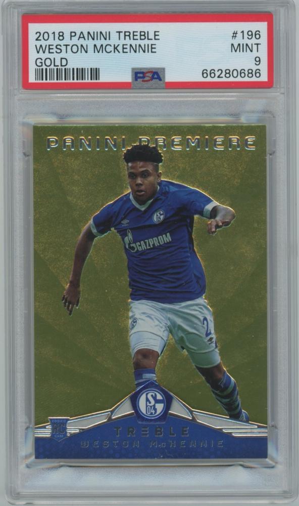 2018-19 PANINI Treble Gold #196 Weston McKennie Schalke 04 trading card graded PSA9 Mint