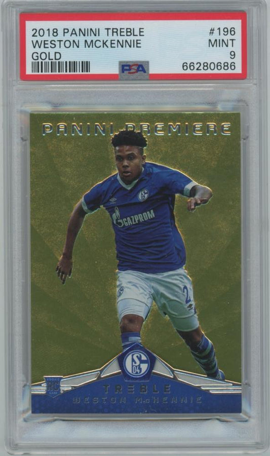 2018-19 PANINI Treble Gold #196 Weston McKennie Schalke 04 trading card graded PSA9 Mint