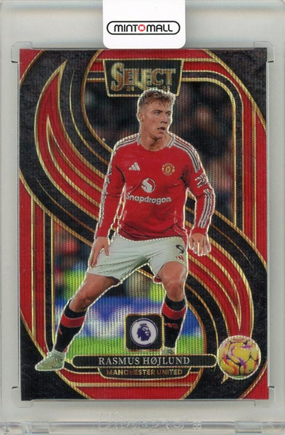 2024-25 Panini Select Premier League Rasmus Hojlund Red Wave parallel trading card numbered 68 of 88